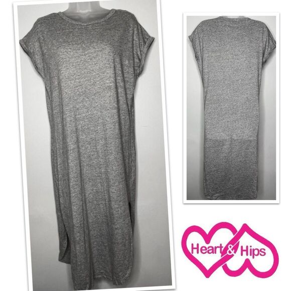 Heart & Hips Side Slits Dress in Heather Gray, Size Small - Picture 1 of 10